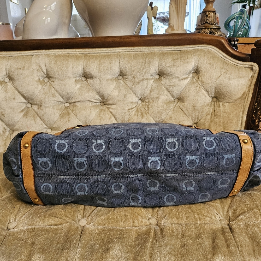 Authentic Salvatore Ferragamo denim tote bag - Picture 3 of 12